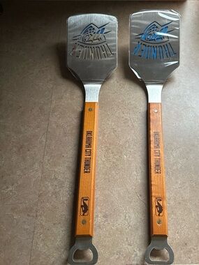 Thunder okc nba Stainless Steel Bottle Opener Spatula - Wood Handle (Set of 2)
